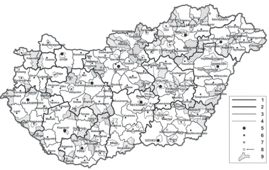 3. ábra Az 1956. évi közigazgatási területi reformterv 