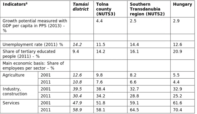 Table 1.2: Basic socio-economic characteristics of the Tamási district 