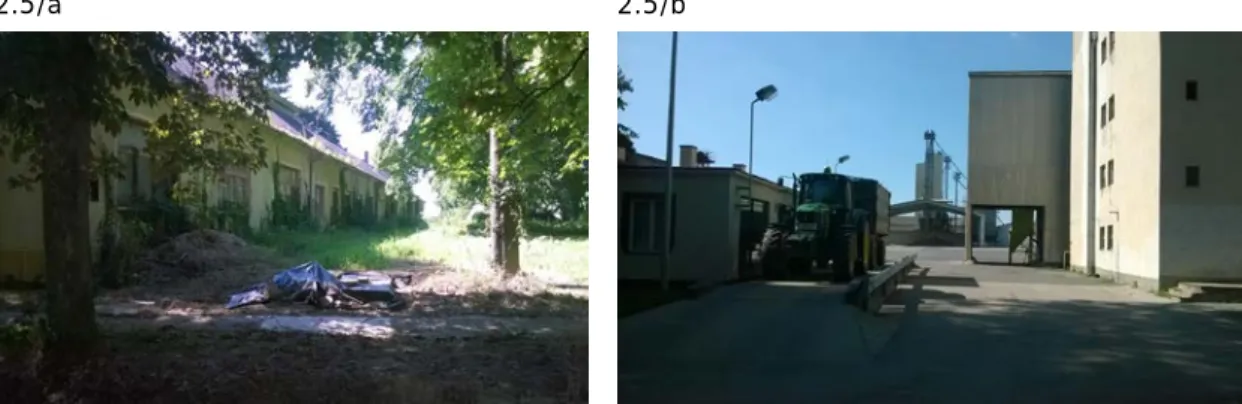 Figure 2.5: External dwelling settlements as places of demise and progress illustrated by abandoned  housing facilities (5/a) and a modern farm enterprise (of German owners, 5/b)