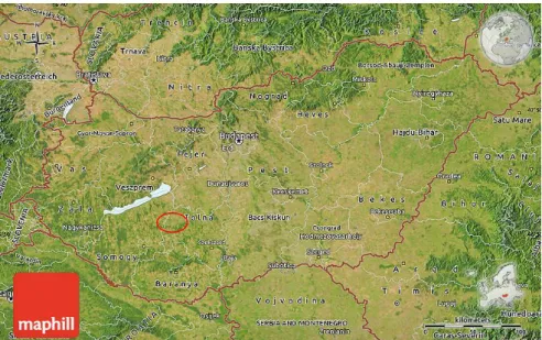 Figure  1 : Satellite map of Hungary indicating the research area  Source: maphill.com 