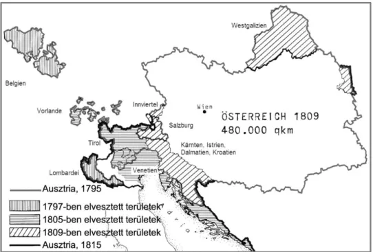 4. ábra: Ausztria területvesztése a napóleoni háborúkban (1795–1815)
