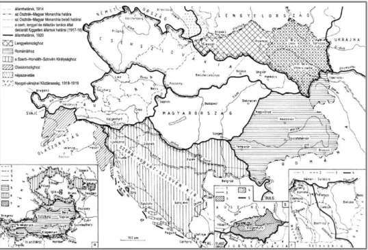 6. ábra: Az Osztrák–Magyar Monarchia felosztása, 1918–1920 