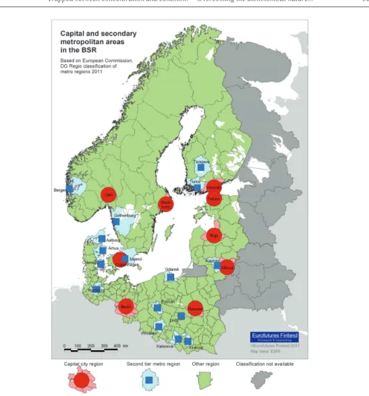 Figure 6: The EU Commission metro region typology applied on the BSR