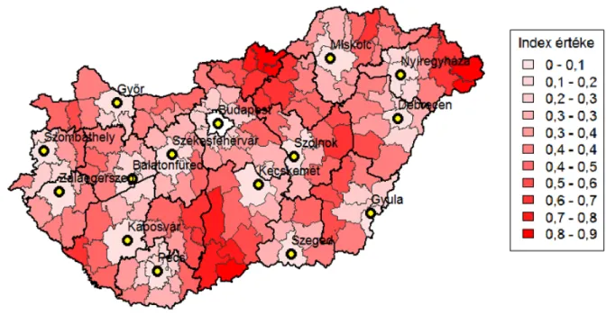 A  6. ábra  bemutatja, hogy 2015-ben  összesen  19  PCI-központ működött, ebből öt Budapesten  talál-ható