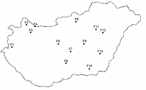 10. ábra TTV előfordulásának vizsgálatára kivákasztott sertéstelepek földrajzi megoszlása 