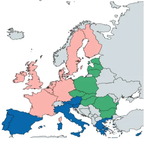 Figure 1: The Map of Clusters of the Banking Sector Ratios of the EU Countries in 2008