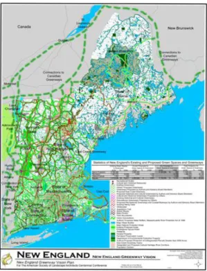 2. ábra: Zöldút hálózat koncepció a New England   régió   területére   (forrás: