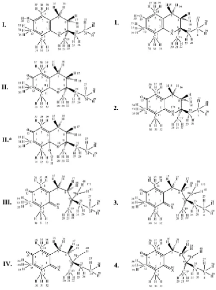 6. ábra  Az -tokoferol oxidációs reakcióiban részt vevő  vegyületek, és atomjaik számozása (Setiadi et al., 2002) 