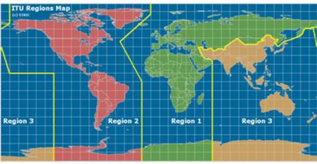 1. ábra   Világtérkép a rádiótávközlésről ITU régiók szerint 11