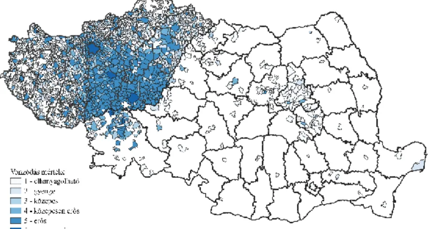2. ábra A Szegedi Tudományegyetem vonzáskörzete a kibocsátó  települések átlagos hallgató létszáma alapján 