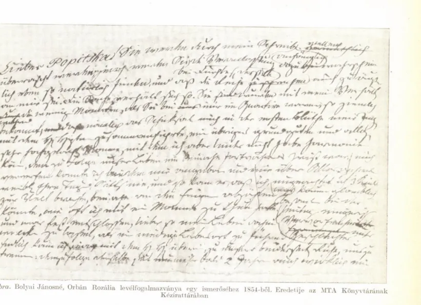 4. ábra. Bolyai  J á n o s n é , Orbán Rozália levélfogalmazványa egy ismerőséhez 1854-ből
