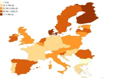 3. ábra: Az EU28 országok csoportosítása az általános társadalmi bizalom (mint  társadalmi tőke) változója alapján (2013) 