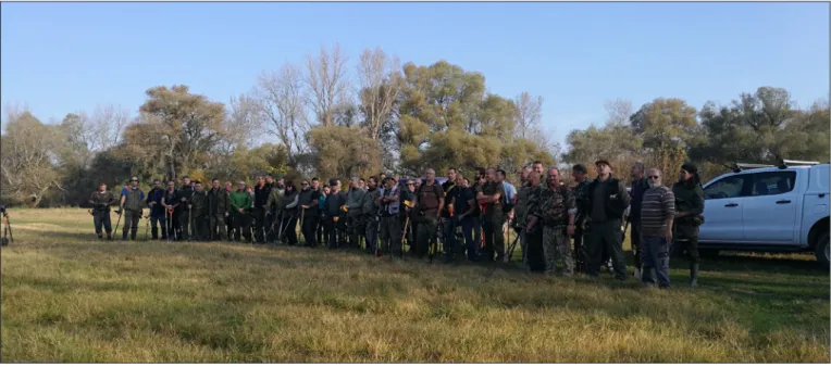 Fig. 1.  Volunteers during a weekend survey in Ónod (photo by T. Á. Rácz)