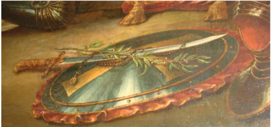 6. kép: Részlet Johann Lucas Kracker Szent László királyt ábrázoló oltárképéről.