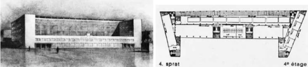 Figure 3. The perspective drawing of the State Printing House (Arhitektura 4 (1934) 1