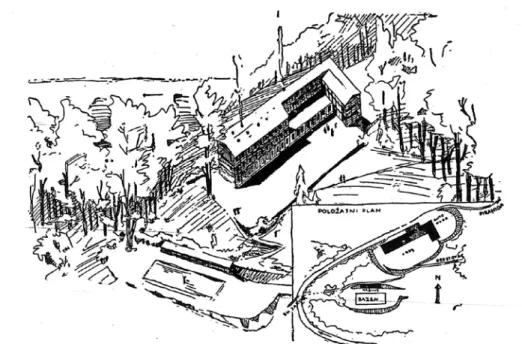 Figure 9. The perspective drawing of The Lodge for the Croatian Alpinist Society on “Sljeme” mounta- mounta-in peak near Zagreb (Novosti 19.08.1934