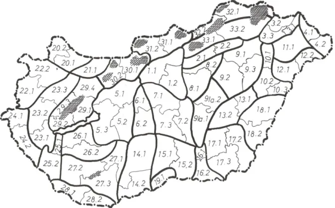 7. ábra, Magyarország agroökológiai körzetei 