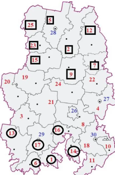 2. ábra: A déli és északi nyelvjárások elhelyezkedése 11