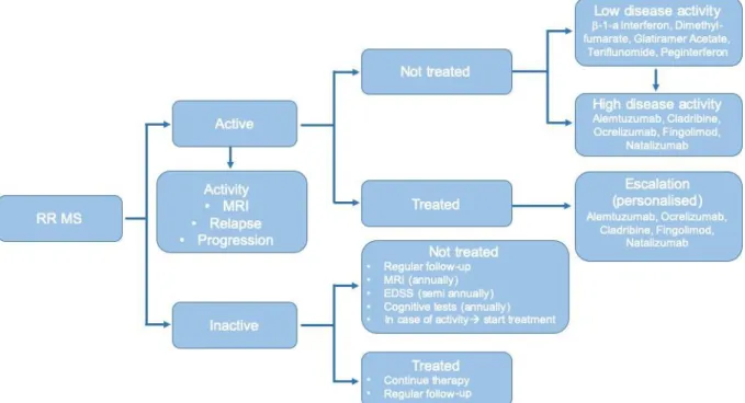 Figure 3.: Treatment strategy of MS according to the new therapeutic guidelines. 