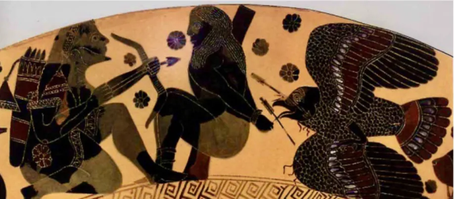Kép 6. Héraklész és Ethon, Kr. e. 6. század, (Görögország,  Athén), Nemzeti Archeológiai Múzeum, Athén 