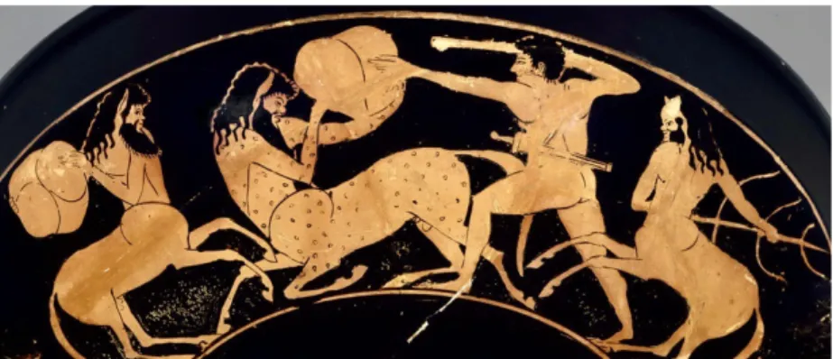 Kép 7. Héraklész és a Kentaurok, Kr. e 6. század,  (Görögország, Attika), British Múzeum, London 