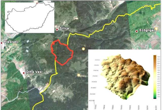 2. térkép: A Haragistya-Lófej Erdőrezervátum és a faállomány-szerkezeti felméréssel érintett terület  elhelyezkedése (Tanács E