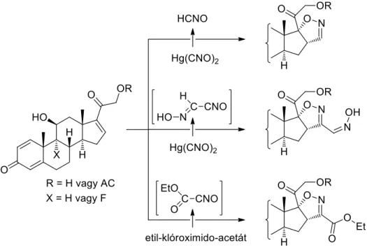 16. ábra: 2′-Izoxazolinok előállítása szteránvázas aktivált dipolarofilekkel 