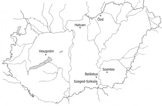 3. ábra. Mintavételezési helyek Magyarországon  5.2. Trichoderma törzsek izolálása és azonosítása 