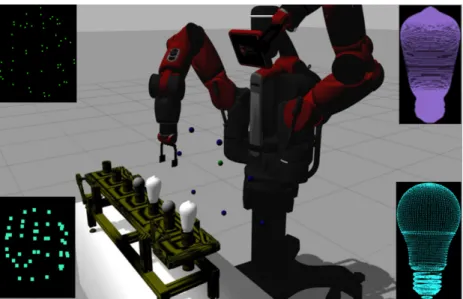 Figure 6. The robot sampling a set of points and testing their rechability in a simulated environment.