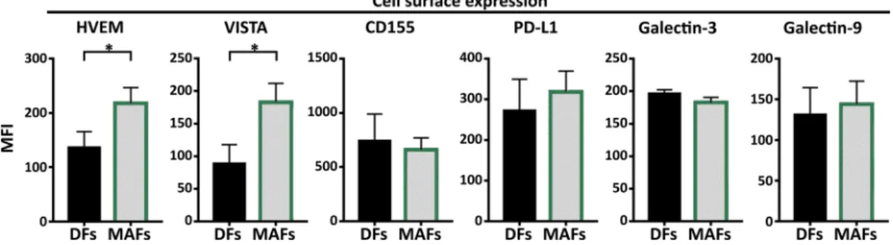 Fig. 5    MAF maintain increased expression of the immune checkpoint  regulators HVEM and VISTA