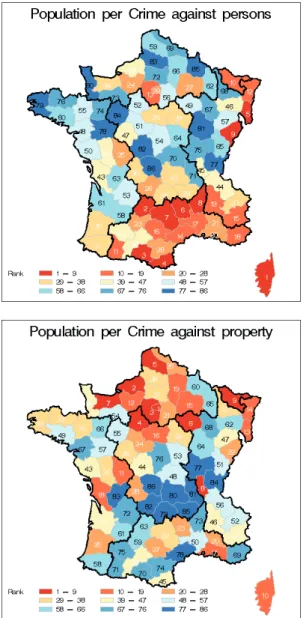 4. ábra: A személy elleni és a vagyon elleni bűncselekmények Franciaországban  (http://www.slideshare.net)