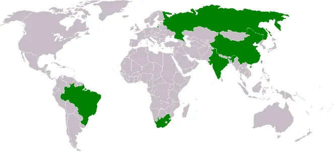 3. ábra: A BRICS országok földrajzi elhelyezkedése 