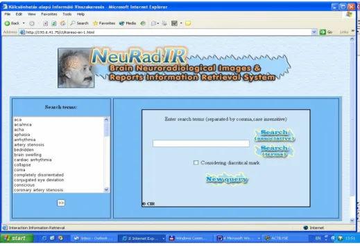 Figure 3.7. Search screen of NeuRadIR