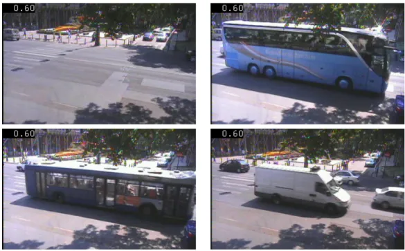 Figure 3.1: Signicant changes in the visual content of the monitored outdoor scene. The four frames were captured by the same camera at dierent times.