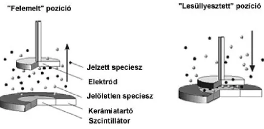 2. ábra. Az elektród két különböző pozíciója, a felemelt és a lesüllyesztett pozíció. 