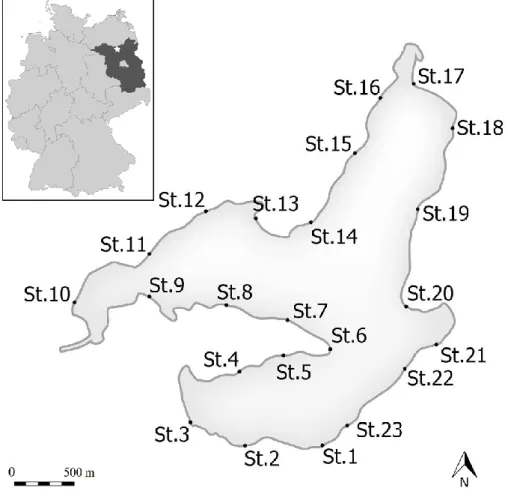 Figure 3 Location of Lake Stechlin in Germany and the sampling sites. 