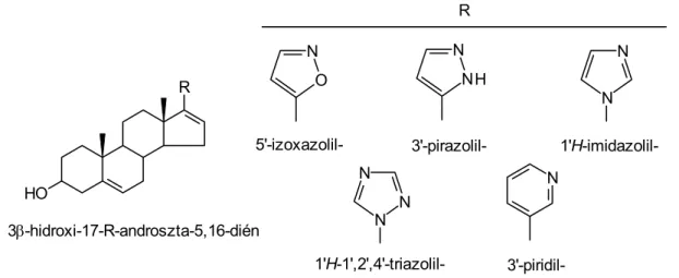 10. ábra A 17α-hidroxiláz-C 17,20 -liáz inhibitor hatású heterociklusos vegyületek 