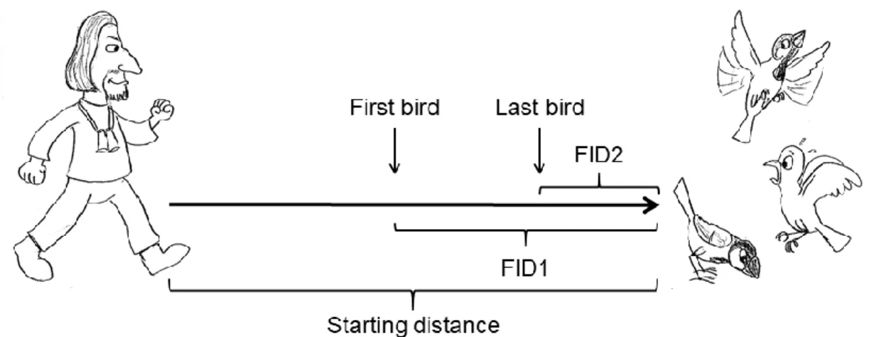 Figure 3.4: Schematic of the test protocol of the flight initiation distance measurements