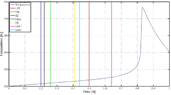 Figure 6.5 Runaway indication of criteria in case of the batch-reactor 