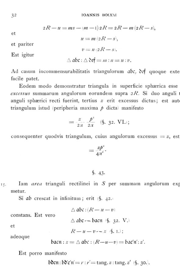 Fig. 15. lam area trianguli rectilinei in S per summam angulorum expri- expri-metur.