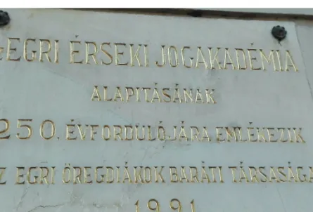 5. kép Egri érseki jogakadémia táblája