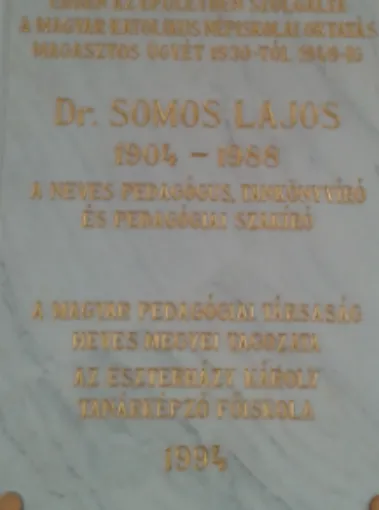 6. kép Somos Lajos emlékére állított tábla