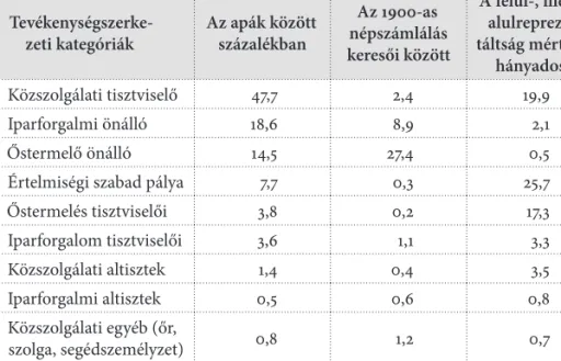 12. táblázat. A tevékenységszerkezeti csoportok apák közötti részesedésének  rangsora összevetve a magyarországi összes keresővel