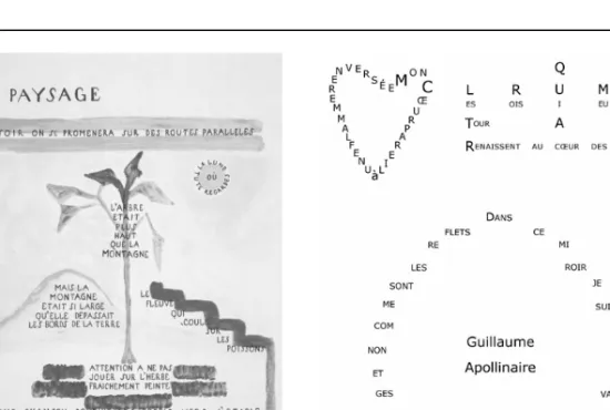 1. ábra: Huidobro: Paysage               2. ábra: Apollinaire: Coeur couronne et miroir 