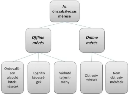 7. ábra: Az önszabályozás offline és online mérési stratégiái (Schraw, 2010)