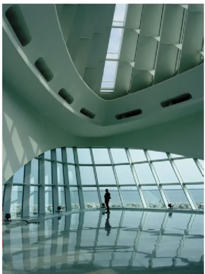 3.3. kép: Santiago Calatrava: Milwaukee Art Museum, Quadracci Pavilion, belső kép 2001, Wisconsin, USA.