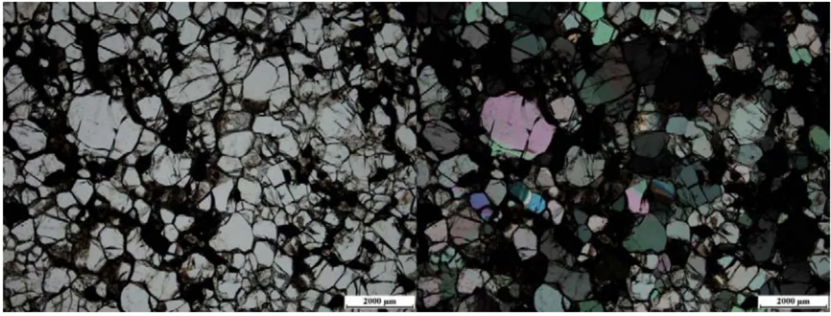 Figure II.6. – Typical microscopic photos of dunite xenolite (Fülekkovácsi/Fil’akovské Kovače, Nógrád-Gömör, Slovakia)
