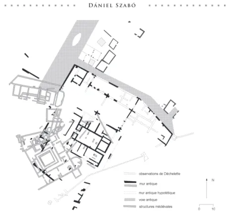 Fig. 1.3  La domus du dernier état de l’Îlot des Grandes Forges. Plan des structures  antiques et post-antiques (d’après Tímár, Szabó, Czajlik 2006, ill. 1).