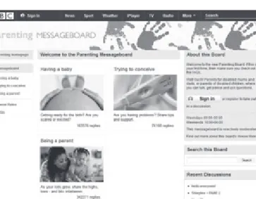 Figure 2: Screenshot of the BBC News Parenting Messageboard