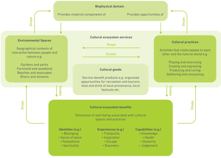 Figure 3: Cultural ecosystem services as constituted by the material environment and cultural practices   (Fish et al., 2016: 211)